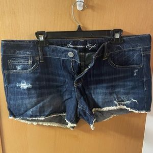 American eagle distressed  jean short with lace around thigh